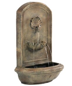 Sunnydaze Seaside 27-Inch Polystone Outdoor Wall Fountain - Electric Submersible Pump - Florentine Stone Finish 20 610kTc7jvL