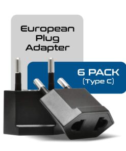 Ceptics USA, Canada to European Plug Adapter - Type C Adapter compatible in Europe, Canada to European travel plug adapter Ideal for Phones, Camera & more - CE Certified - RoHS Compliant - 6 Pack 13 610lFPVAFAL