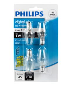 Philips C7 Clear Night Light: 7-Watt, E12 Candelabra Base Light Bulb, Soft White, 4-Pack, 415463 4 Count (Pack of 1) 12 610m6OHzIUL