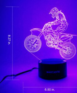 WANTASTE Motocross 3D Lamp Gifts for Boys Girls Room, Dirt Bike Decor Toys Night Light Bedside Gifts for Kids Baby, 7 Colors Changing Nightlight with Battery Backup and Smart Control Motocross Man 17 610rAvssJTL