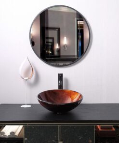 Aquaterior Modern Bathroom Round Artistic Tempered Glass Vessel Vanity Sink Bowl Basin Spa (FAUCET NOT INCLUDED) Flame Red 30 610sWPNjQL