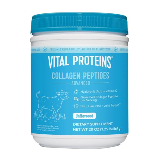 Vital Proteins Collagen Peptides Powder with Hyaluronic Acid and Vitamin C, Unflavored, 20 oz 28 Servings (Pack of 1)