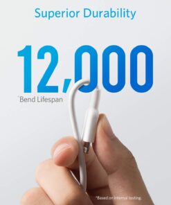 Anker iPhone Cable, Powerline II Lightning Cable, Probably The World's Most Durable Cable, MFi Certified for iPhone Xs/XS Max/XR/X / 8/8 Plus / 7/7 Plus / 6/6 Plus / 5S (White) 1 ft White 11 610vbfg4TQL