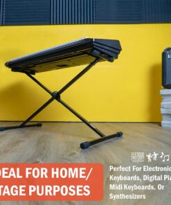 Stage Rocker Single-X Style Classic Folding Keyboard & Digital Piano Stand, Adjustable Width & Height, Durable & Sturdy, Easy to Assemble for Travel/Storage, Sleek Black, Powered by Hamilton(SR524000) 25 610yXcNWNYS 1