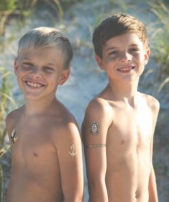 Alternative view of Temporary Tattoos for Boys and Girls | 77 Tattoos on 4 Sheets | Fun Metallic Tattoos for Kids | Black, Silver, Red & Gold Tattoo Bears Wolves Turtles Lizards Spiders Birds and More | Twink Designs Boys 4 Sheet