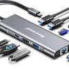 Hiearcool USB C Hub Ethernet,4K@60 USB C to HDMI Hub,8 IN1 Multi-Port USB C Adapter Type C Dock Dongle Compatible for MacBook Pro Air Ipad Dell Lenovo Grey 15 6110NA3rmhL