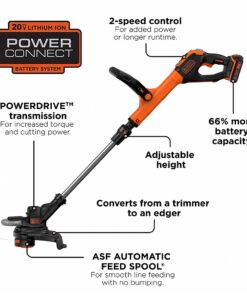 BLACK+DECKER 20V MAX String Trimmer, 2-Speed, 12-Inch, Cordless (LST522) 20V String Trimmer Kit 24 6111ZqrF1jS