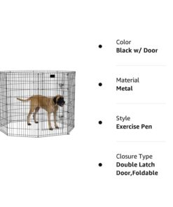 MidWest Homes for Pets Foldable Metal Dog Exercise Pen / Pet Playpen, Black w/ door, 24'W x 48'H, 1-Year Manufacturer's Warranty 48" H 32 6114lDuSk1L