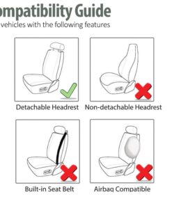 FH Group Car Seat Covers Front Set in Cloth - Car Seat Covers for Low Back Car Seats with Removable Headrest, Universal Fit, Automotive Seat Covers, Washable Car Seat Cover for SUV, Sedan, Van Beige 29 6115Cgmc53L