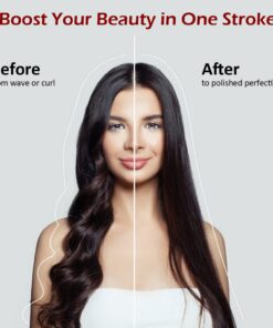 Ionic Hair Straightener Brush Upgrade 2.0,GLAMFIELDS Electrical Heated Hair Straightening with Faster Heating, MCH Ceramic Technology, Auto Temperature Lock, Anti Scald, Heat Resistant Glove(Black-01) Black 44 6115NeC0FPL