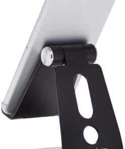 Amazon Basics Adjustable Aluminum Cell Phone Desk Stand for iPhone and Android, Black 25 6115XdzTwYL