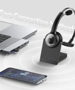 BRAMMAR Wireless Headset for Computer, Bluetooth Headset with Noise Cancelling Microphone for PC, 35H Lightweight USB Headset with Mute Button, Suitable for Remote Working/Call Center/Online Class 28 61177gvz6QL