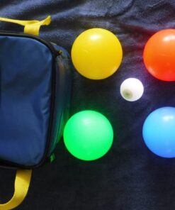Playaboule Glow in The Dark LED Day Night Lighted Bocce Ball Set Choose Competition 107mm or 85mm Balls 107mm 4 Colors Comp Size Balls 33 6118MCS18SL