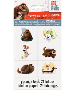 Unique The Secret Life Of Pets Party Temporary Tattoos - Assorted Designs, 24 Pcs