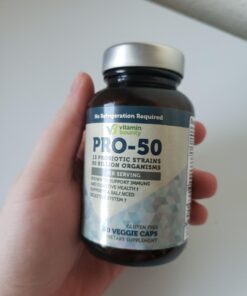 Vitamin Bounty Pro-50 Probiotics - 13 Probiotic Strains, Gut Health, Digestive Health, Probiotic for Women and Men, Delayed Release Capsule with Prebiotic Greens - 60 Capsules 60 Count (Pack of 1) 32 611FmPyZMNL