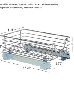 Household Essentials Glidez Chrome-Plated Steel 1-Tier Sliding Under Sink Cabinet Organizer, Chrome Single Tier 11.5" - Standard 18 611G6blVPoL