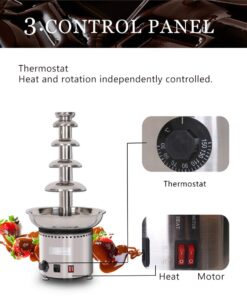 NEWTRY 7 Tiers Stainless Steel Chocolate Fondue Fountain Machine 17.64lbs Capacity 86~230℉Adjustable For Home Party Restaurant (110V) 110V 10 611GzRefMVL
