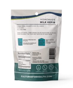 Cultures for Health Milk Kefir Grains | DIY Frothy Dairy Non-GMO Probiotic Drink for Stronger Gut Health | Limitless Heirloom Style Starter | Easy to Flavor or Add to Recipes | Bulgaros De Leche 34 611KGsADoUL