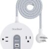 Power Strip Surge Protector with USB C - Extension Cord Flat Plug with 2 Widely AC Outlet and 3 USB, Small Desktop Charging Station with 5 ft Power Cord, Compact for Travel, Home and Office (490J) White 10 611QTntUTL