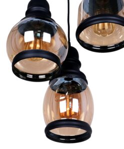 UNITARY Farmhouse Pendant Lights Kitchen Island, Kitchen Light Fixtures, Rustic Dining Room Light Fixture with 3 E26 Bulb Sockets, Black Metal and Glass Jar Chandelier, Ceiling Pendant Light Fixtures 29 611S kj3GIL