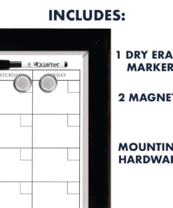 Quartet Whiteboard Calendar & Corkboard, Magnetic, White Board & Cork Bulletin Board Combo, 17" x 23", Wood Finish Frame (22476) 1 Board 32 611WJOYLC6L