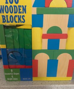Melissa & Doug Wooden Building Set - 100 Blocks in 4 Colors and 9 Shapes 100-Piece 34 611WnOMKBL