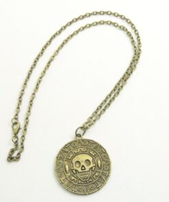 Inspired By Pirates of the Caribbean Movies Cursed Aztec Coin Medallion Necklace Skull Necklace New Version (antique brass color) 7 611XgPmuuL