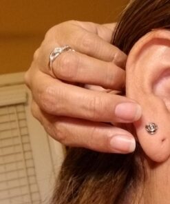 Sterling Silver Rose Flower Stud Earrings - 7mm Rhodium Plated 47 611YfQ5nTWL