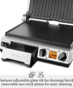 Breville BGR820XL Smart Grill, Electric Countertop Grill, Brushed Stainless Steel., 14" x 14" x 5 3/4" Adjustable,Grill 29 611awbl6MIL