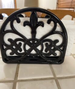 Fleur De Lis Design Cast Iron Napkin Holder, By Home Basics (Black) / Napkin Holders For Kitchen/Table Napkin Holder With Non-Skid Feet/Doubles As Storage For Small Papers Black 29 611ayf0wigL
