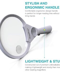 MagniPros 3 Ultra Bright LED Lights 3X 4.5X 25X Power Handheld Reading Magnifying Glass with Light- Ideal for Reading Small Prints, Map, Coins, Inspection and Jewelry Loupe… 16 611b6jo3qOL