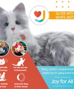 JOY FOR ALL - Silver Cat with White Mitts - Interactive Companion Pets - Realistic & Lifelike 15 611bzqx 6L