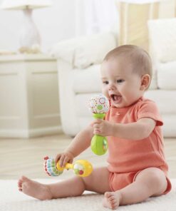 Alternative view of Fisher-Price Baby Toys Rattle ‘n Rock Maracas, Set of 2 Soft Musical Instruments for Infants 3+ Months, Green & Yellow Green/Yellow