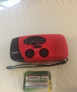 Esky Emergency Hand Crank Radio with 3 LED Flashlight, AM/FM/NOAA Portable Weather Radio with 2000mAh Power Bank Phone Charger, Solar Powered USB Charged Radio for Indoor Outdoor Camping, SOS Alarm Red 55 611gH 8wU6L