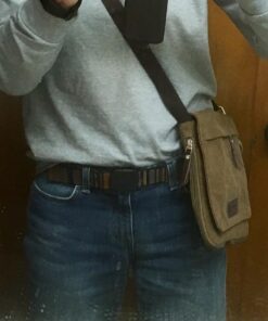 Berchirly Small Vintage Canvas Leather Messenger Crossbody Bag Pack Organizer Medium Coffee 16 611ifr12ExL