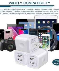 Wall Charger, 3Pack 5V/2.1A AILKIN 2-Port USB Wall Charger Home Travel Plug Power AC Adapter Fast Charging Block Cube for iPhone 15 14 13 12 SE 11Pro Max XS XR 8 Plus, Samsung Galaxy, Google Pixel Box White 25 611lcqCIthL