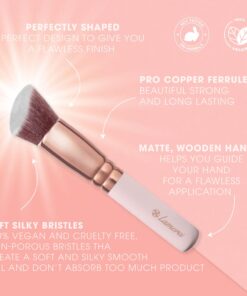 Kabuki Makeup Brush Set - Foundation Powder Blush Concealer Contour Brushes - Perfect For Liquid, Cream or Mineral Products - 10 Pc Collection With Premium Synthetic Bristles For Eye and Face Cosmetic Rose 32 611mdBX6JFL