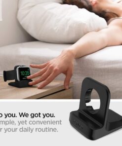 Spigen S350 Designed for Apple Watch Charger Stand Apple Watch Ultra 2/Apple Watch Ultra, Series 9/8/SE2/7/6/SE/5/4/3/2/1 49/45/44/42/41/40/38mm Durable TPU with Non-Slip Stable Base - Black 43 611oIh0GoML