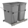 Rev-A-Shelf Double Pull Out Trash Can for Under Kitchen Cabinets 35 Qt 12 Gal Garbage Recyling Bin on Full Extension Slides, Silver, RV-18KD-17C S Metallic Silver 18 611omwLZBUL