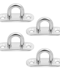 BESTOMZ 4 Pcs Stainless Steel Oblong Pad Eye Plate Staple Ring Hook Loop U-shaped Design Screws Mount Hook Hanger 14 611uzpPY52L