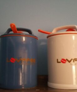 LOVFFEE Blue Ceramic Premium Coffee Container with Scoop. Hold 1 LB Whole Bean or Ground Bean. 13 611vHk4B8hL
