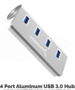 Alternative view of SABRENT 4 Port USB 3.0 Hub Unibody Aluminum Portable Data Hub with 2.5ft USB 3.0 Cable for iMac, MacBook, MacBook Pro, MacBook Air, Mac Mini, or Any PC [Silver] (HB-MAC3) Silver