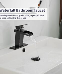 BWE Oil Rubbed Bronze Bathroom Faucet Modern Waterfall for Sink 1 Hole or 3 Hole Rustic Bath Vanity Faucets Single Handle Mixer Tap with Supply Lines 35 611zBSr1eZL