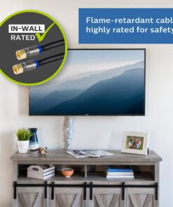 PHILIPS RG6 Quad Shield Coaxial Cable, 6 ft. in-Wall Rated, Ideal for TV Antenna DVR Satellite Cable, F-Type Connectors, 3 Ghz Digital, Black, SWX9444B/27 6 ft. 9 61211teF5uL