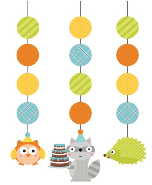 Creative Converting 995670 Woodland Boy Hanging String Decorations, Multicolor, 36", 3 Ct.