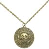 Inspired By Pirates of the Caribbean Movies Cursed Aztec Coin Medallion Necklace Skull Necklace New Version (antique brass color) 11 6123HuhWaoL