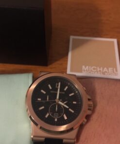 Michael Kors Dylan Men's Watch, Stainless Steel Chronograph Watch for Men with Steel or Silicone Band Black/Rose gold 45 6125OKPIFLL