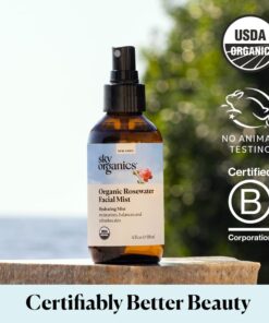 Sky Organics Organic Rosewater Facial Mist for Face, 100% Pure & Steam-Distilled USDA Certified to Hydrate, Balance & Refresh, 4 fl. Oz 32 6125RBI7hNL 1