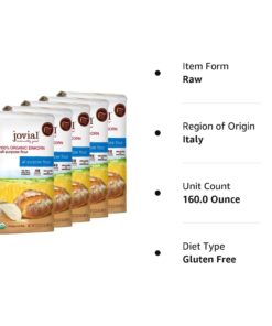 Jovial Einkorn 100% Organic Einkorn All Purpose Flour - Baking Flour, High Protein, Non-GMO, USDA Certified Organic, Unbleached Flour, Product of Italy, Organic All Purpose Flour - 32 Oz, 5 Pack 2 Pound (Pack of 5) 33 6125T2g3IGL