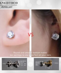 "STUNNING FLAME" 18K Gold Plated Silver Brilliant Cut Simulated Diamond Cubic Zirconia Stud Earrings 1.5 carats Gold Plated Sterling Silver - White 32 61273TjwJUL